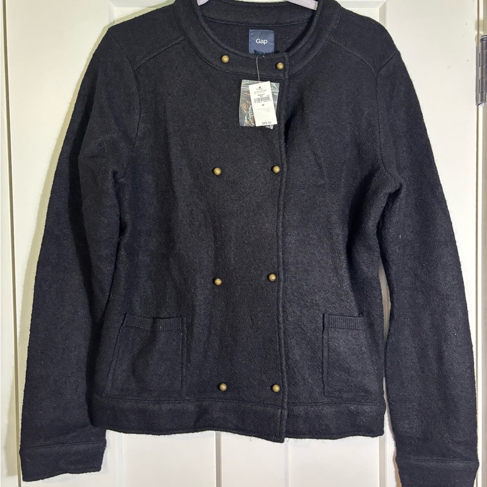 Gap NWT Black 100% Wool Jacket with‎ Button Closure and Pockets Size M